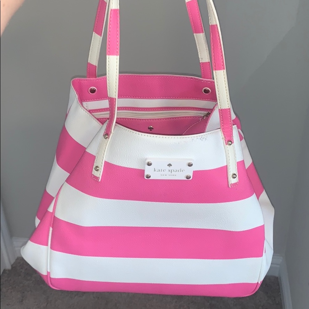 Kate Spade pink and white striped purse